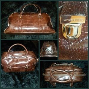 Bath & Body Works Dark Brown Faux Croc  20" Carry On Duffle Bag